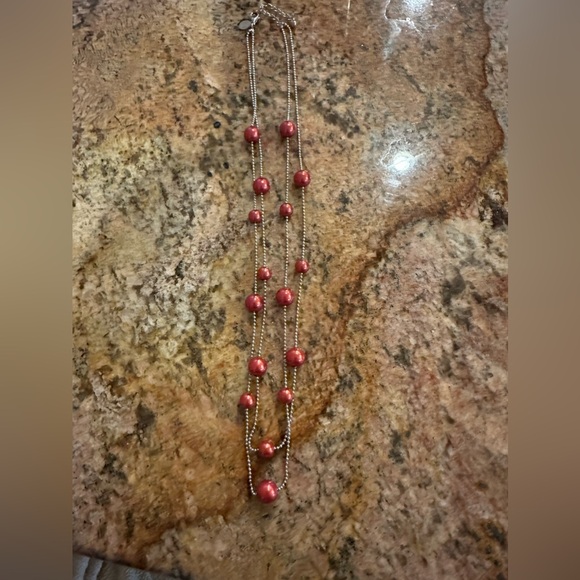 Baked Beads Double Strand Beads Silver Necklace Delicate Signed Design HTF - Picture 3 of 4